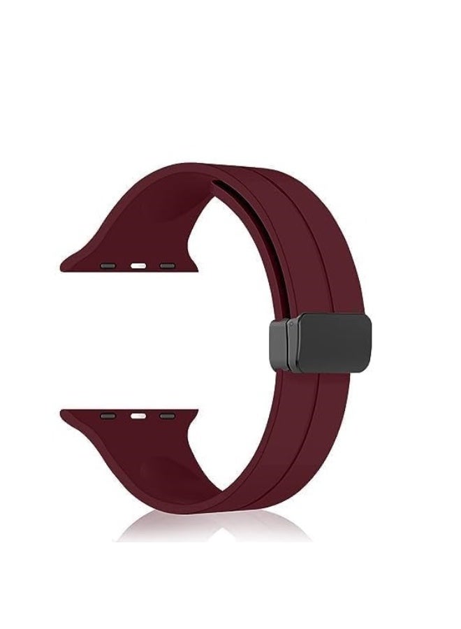 سوار رياضي مغناطيسي من السيليكون لساعة أبل مقاس 42 ملم، 41 ملم، 40 ملم، و38 ملم - احمر غامق - Image 2